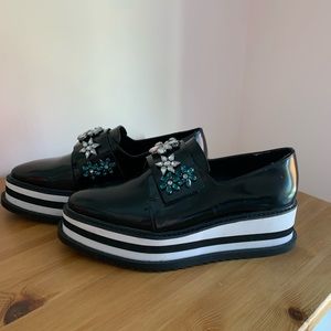 ZARA JEWELED FLAT PLATFORM SHOE